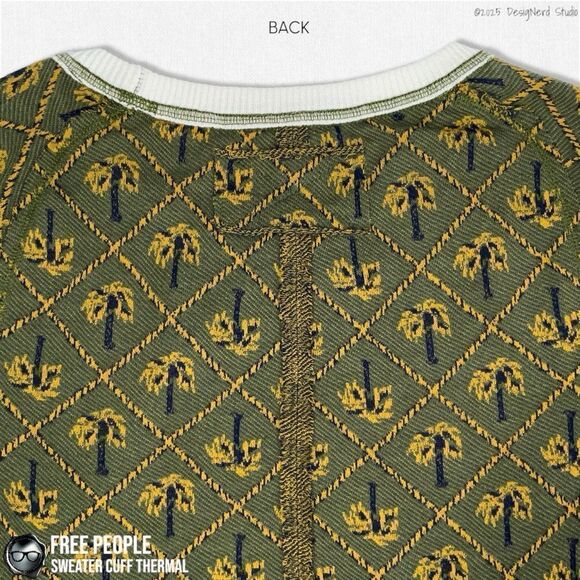 FREE PEOPLE SWEATER CUFF LONG SLEEVE THERMAL TEE IN POP PALM PRINT RARE SAMPLE - Picture 10 of 13